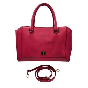 MCM Pink Satchel‎ Handbag with Crossbody Strap, Designer Leather Purse
